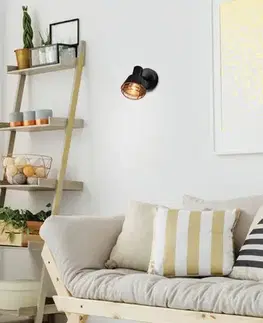 Bodové svetlá Nástenná lampa s čiernym tienidlom, medená, E14 40W Neria