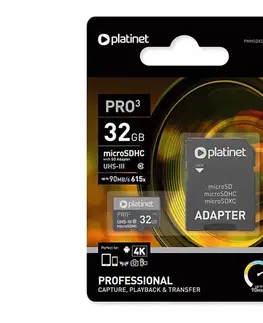 Predlžovacie káble  MicroSDHC 32GB U3 Pro 90MB/s + SD adaptér PMMSD32UIII