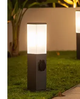 Záhradné lampy BRILAGI - Vonkajšia lampa s 2 zásuvkami SCHUKO NOVA 1xE27/15W/230V 40 cm IP44 antracit FG-KH446PSH-40-2SO-ANT