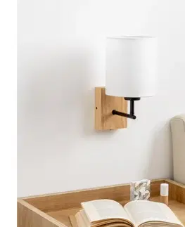Svietidlá BRILAGI - Nástenná lampa NUBILA WOOD 1xE27/25W/230V dub/biela BG1561+BG1586