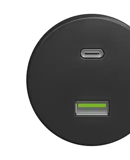 Predlžovacie káble Reblig - Retro USB zásuvka A+C bez rámčeka antracit A/USB