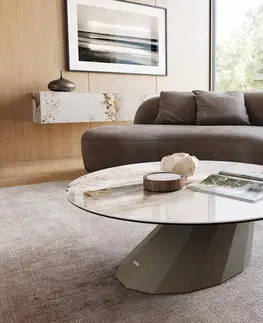 Konferenčné stolíky DELIFE Konferenčný stolík Edge okrúhly 100x100 cm keramika Minas Melange Parabi kov titánová farba