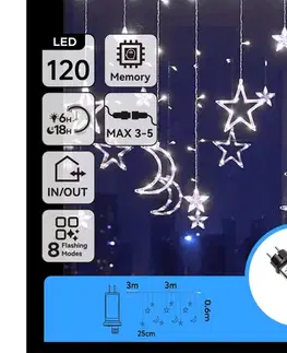 LED osvetlenie  B.V.  - LED vonkajší vianočný reťazec 120xLED/6W/230V/8 funkcií 3x0,6m IP44 studená bielaDO B10303S6V