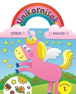 Nalepovačky, vystrihovačky, skladačky Unikornisok - Színezd ki és ragaszd be matricákkal 1.