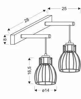 Nástenné svetlá Nástenná lampa s dvojitým tienidlom, košík, čierna/drevo, E27 Bernita