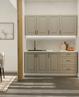 Modulový kuchynský nábytok Kuchynská linka Stilo Claygrey/Biely 180cm bez pracovnej dosky