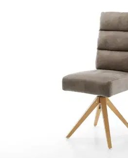 Jedálenské stoličky DELIFE Jedálenská stolička Pela-Flex mikrovlákno taupe vintage drevená podstava hranatá prírodná vrecková pružina