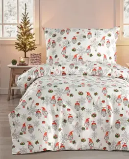 Obliečky Obliečky bavlnené Vianočné Merry Christmas white 200x140cm+90x70cm TiaHome