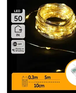 Vianočné dekorácie  B.V.  - LED reťaz 50xLED/3xAA 5,3m teplá biela B10303KO7