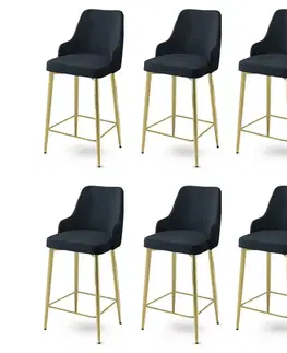 Barové stoličky Bar Stool Set (6 Pieces) Enox - Anthracite, Gold