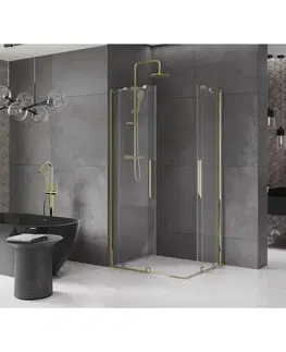 Sprchovacie kúty MEXEN/S - Velar Duo štvorcový sprchovací kút 100 x 90, transparent, zlatá 871-100-090-02-50