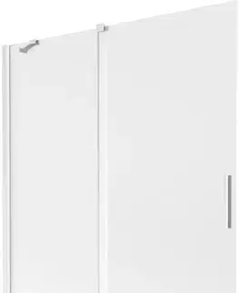 Sprchové dvere MEXEN/S - Velar dvojkrídlová posuvná vaňová zástena 140 x 150, dekor, biela 896-140-000-31-20