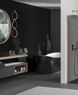 Sprchové dvere MEXEN/S - Kioto Sprchová zástena WALK-IN 110 x 200, grafit 8 mm, meď kartáčovaná 800-110-101-65-40
