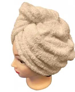 Uteráky Rýchloschnúci froté Turban na vlasy béžový TiaHome