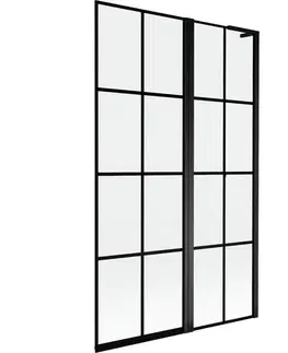 Sprchové dvere MEXEN/S - Mist L vaňová zástena 2-krídlová pravá 110 x 150, čierna kratka, čierna 8A9L-110-011-70-77-P