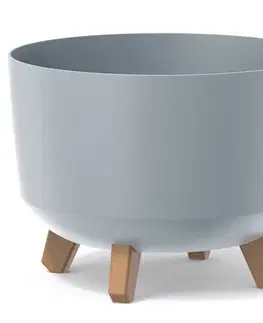 Kvetináče a truhlíky NABBI DGRL300 plastový kvetináč na nožičkách 29 cm svetlosivá