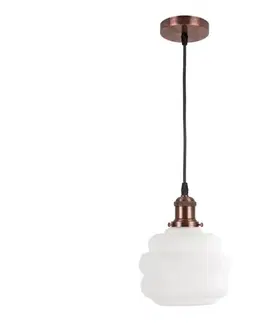 Svietidlá BRILAGI - LED závesný luster RETRO GLASS 1xE27/60W/230V Ø 20 cm medený/biely NSTK7639+AI0179