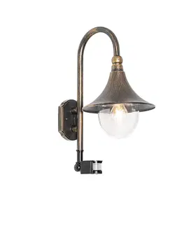Vonkajsie svetlo so senzorom Vonkajšia nástenná lampa starožitné zlato IP44 vrátane snímača pohybu - Daphne