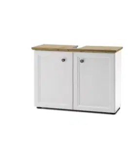 Kúpeľňový nábytok KONDELA Toskana kúpeľňová skrinka pod umývadlo biela / dub artisan