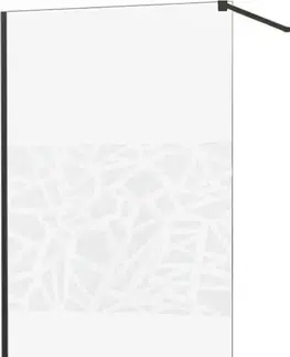 Sprchové dvere MEXEN/S - KIOTO Sprchová zástena WALK-IN 110x200 cm 8 mm, čierna, biely vzor 800-110-101-70-85
