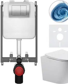 Záchody CERANO - Kompletný WC set Basic/Cesso - biela lesklá - WC tlačidlo Maxio/Strieborná - na zamurovanie - 49x36 CER-8050BD85996