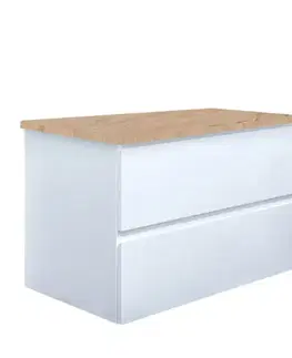 Kúpeľňový nábytok Kúpeľňová skrinka s krycou doskou SAT B-Way 79x50x45 cm biela lesk BWAY280WDOAK BWAY280WDOAK