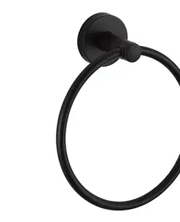 Svietidlá Aqualine - Nástenný vešiak na uteráky SAMBA pr. 15,5 cm čierna SB206