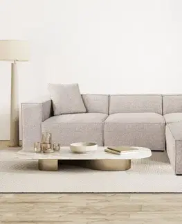 Sedacie súpravy Rohová sedacia súprava / Rohová pohovka Lora (L1-O1-1R-POUFFE ) - Mocha
