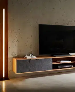 Televízne stolíky DELIFE TV stolík Teele 240 cm akácia prírodná bridlica 4 dvierka závesný