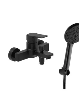Kúpeľňové batérie Vanová baterie SAT Cube Way s vanovým setem 150 mm černá matná SATBSCU222CSET1 SATBSCU222CSET1