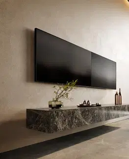 Televízne stolíky DELIFE TV stolík Cuor 200 cm keramika emperador extra leštený tmavohnedá 1 výklopné dvierka 1 zásuvka závesné