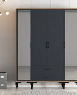 Šatňové skrine Šatníková skriňa Kumsal RTR - Walnut, Anthracite