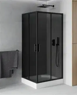 Vane MEXEN/S - Rio sprchovací kút štvorec 90 x 90, grafit, čierny + vanička Rio vrátane výpuste 860-090-090-70-40-4510