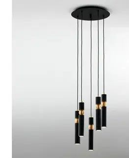 Svietidlá Jupiter 2014 - Luster na lanku ALAS 5xGU10/10W/230V čierna/zlatá 2014