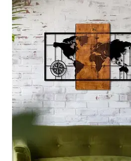 Obrazy  Nástenná dekorácia 58x85 cm mapa drevo/kov 899SKL1330