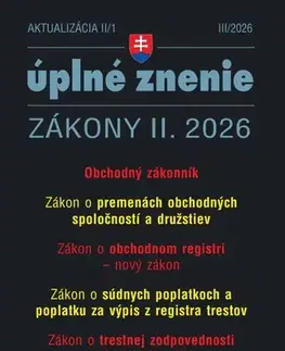 Zákony, zbierky zákonov Aktualizácia 2026 II/1 - Obchodný register - Kolektív autorov
