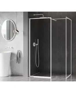 Sprchové dvere MEXEN/S - Kyoto-F Sprchová zástena WALK-IN s rámom 150 x 85, transparent 8 mm, biela 800-150-202-04-20-085