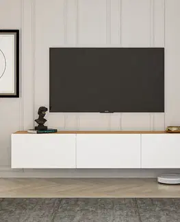 TV stolíky RANK závesný TV stolík, biela / borovica Atlantik