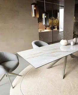 Jedálenské stoly DELIFE Jedálenský stôl Edge 300×100 cm keramika Onyx Pearl krížová podstava hranatý titánová farba