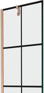 Sprchové dvere MEXEN/S - Next vaňová zástena FIX 60 x 150, čierna vzor, meď kartáčovaná - 895-060-000-00-70-77 895-060-000-00-77-65