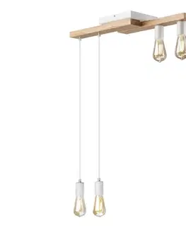Svietidlá  Luster na lanku CORTINA 4xE27/15W/230V biela/dub LM-4.237/BIAŁY