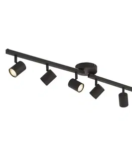 Bodove svetla Moderné čierne 6-svetlové stropné bodové svietidlo GU10 50mm s podsvietením a 3-cestným vypínačom - Back Up