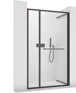 Sprchovacie kúty CERANO - Sprchové posuvné dvere Versaro L/P - 6 mm - čierna matná, transparentné sklo - 120x195 - zasúvacie CER-8050BD80332
