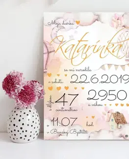 Tabuľky s venovaním (darčeky) Darčeky pre novorodencov - Tabuľka pre deti s balónmi