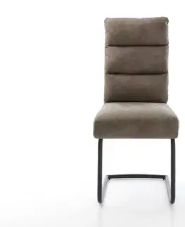 Jedálenské stoličky DELIFE Jedálenská stolička Pela-Flex mikrovlákno taupe vintage okrúhly čierna vrecková pružina