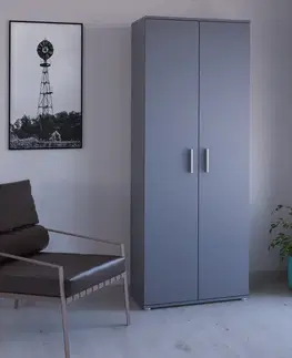 Šatníkové skrine KONDELA Servo Typ 1 dvojdverová policová skriňa grafit