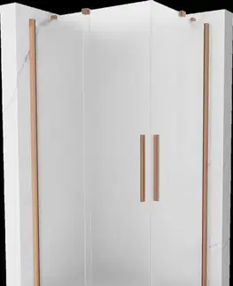Sprchovacie kúty MEXEN/S - Velar Duo sprchovací kút, posuvné dvere 100 x 90, dekor, meď kartáčovaná 871-100-090-32-65