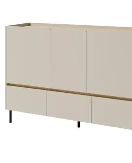 Komody do spálne Komoda Luca LC7 3S3D béžová/dub