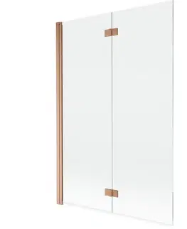 Sprchové dvere MEXEN - MIST vaňová zástena 120x150 cm 6mm 2-s, meď kartáčovaná, číra, ľavá 8A9-120-002-65-00-L