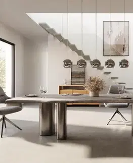 Jedálenské stoly DELIFE Jedálenský stôl Edge 300x100 XL akácia platinová Troa nerezová oceľ grafit Live-Edge